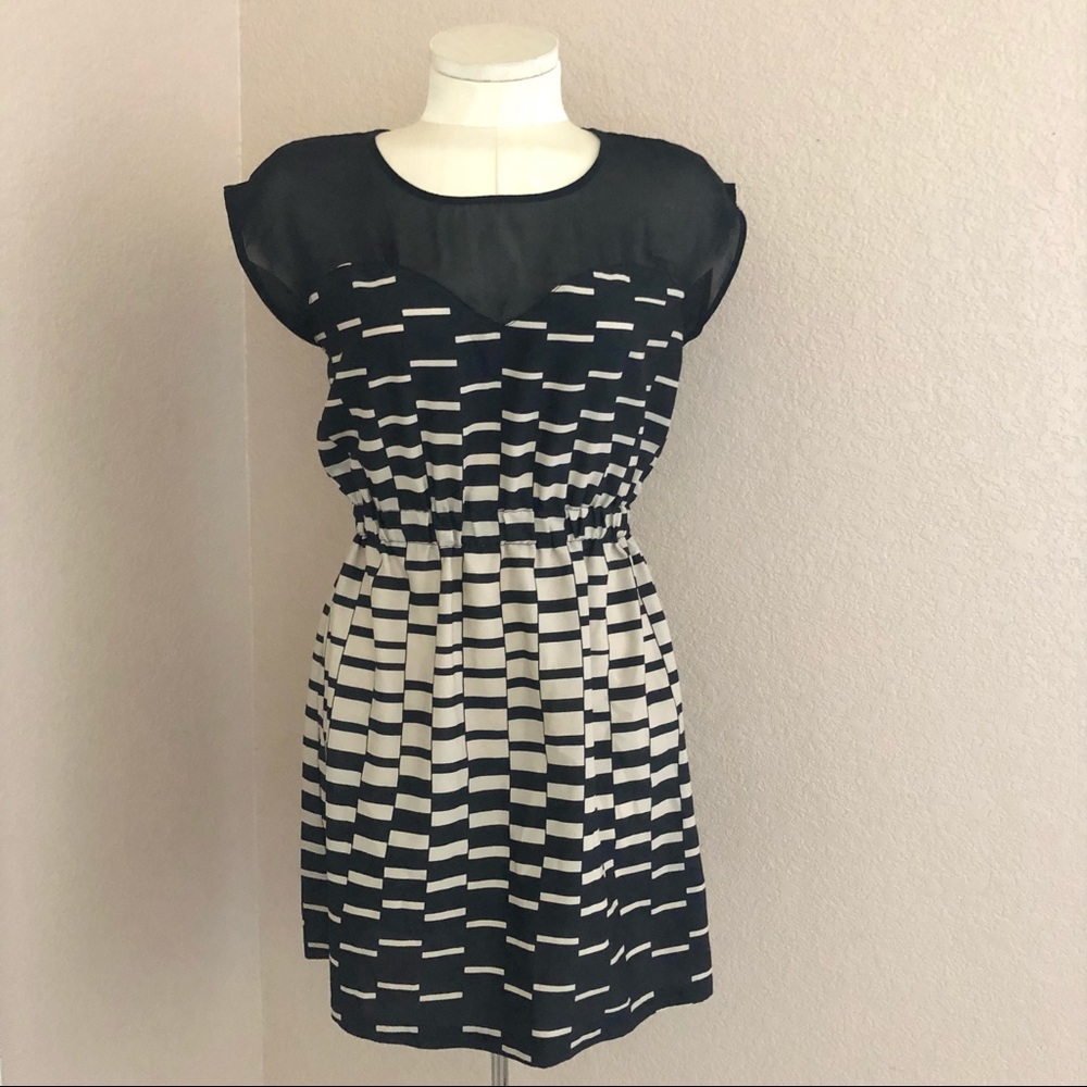 Sweet Rain black/tan dress with sheer on top
